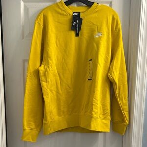 Nike Men's Bright Yellow Crewneck Sweater